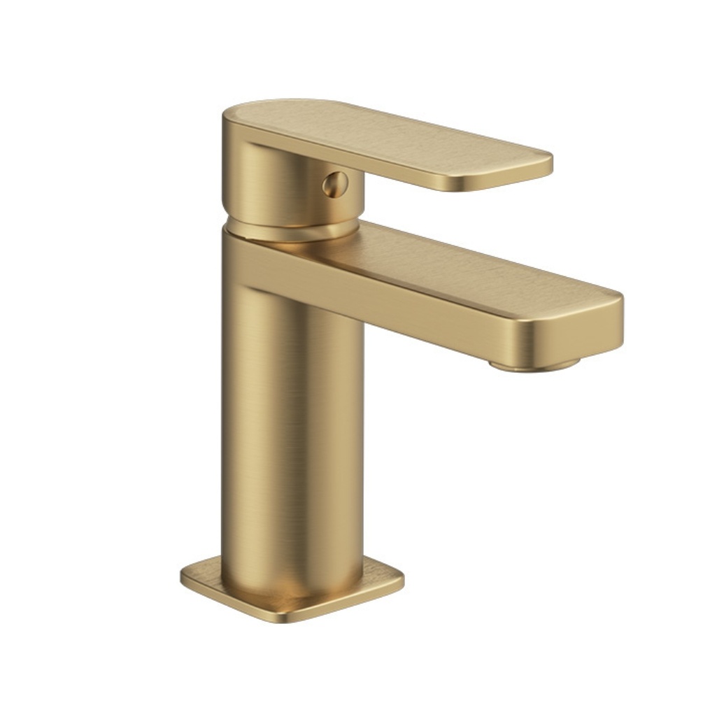 Product Cut out image of the Abacus Edge Brushed Brass Mini Mono Basin Mixer TBTS-624-1204